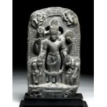 Indian Pala Empire Black Schist Carving of Vishnu