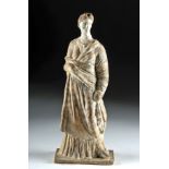 Tall Greek Tanagra Terracotta Standing Female Figure