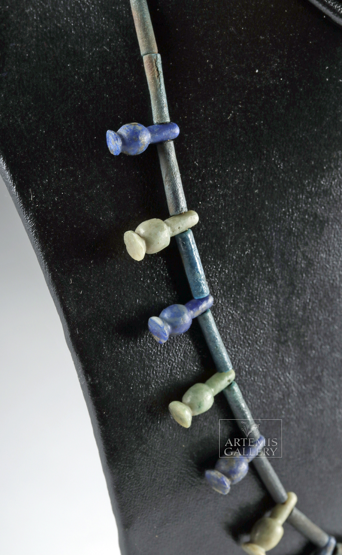 Egyptian Faience, Lapis Lazuli, & Quartz Poppy Necklace - Image 3 of 4