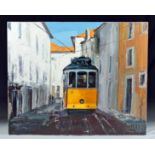 Mortier Oil Painting "Le Tram de Lisbonne" 2010