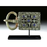 Important Visigoth Bronze & Glass Buckle