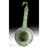 Rare Etruscan Bronze Wine Strainer w/ Latin Inscription