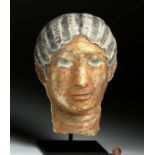 Romano Egyptian Painted Stucco Portrait Head of a Woman