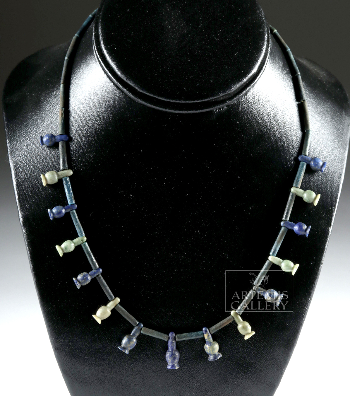 Egyptian Faience, Lapis Lazuli, & Quartz Poppy Necklace