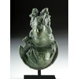 Roman Bronze Attachment w/ Bust of a Maenad