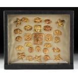 Framed Lot of 27 Greek Archaic Gold Appliques