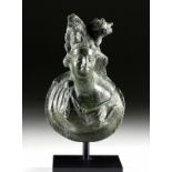 Fine Roman Leaded Bronze Bust Attachment of a Maenad