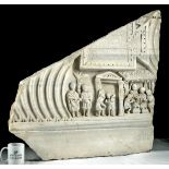 Roman Marble Sarcophagus Relief Dedicated to Daughter