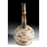 Moche Fineline Pottery Stirrup Jar - Avian Sacrifice