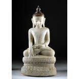 Large 19th C. Burmese Marble Seated Buddha