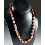 Roman Carnelian, Agate, Faience, & Glass Bead Necklace