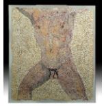 Roman Stone Mosaic - Nude Male Torso of Hero or Athlete