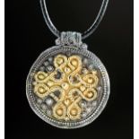 Fabulous Viking Gilded Silver Filigree Pendant