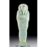 Translated Egyptian Glazed Faience Ushabti for Horemheb