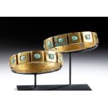 Bactrian Gilded Bracelets w/ Turquoise Inlays (pr)