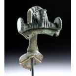Etruscan Bronze Hydria Handle with Face