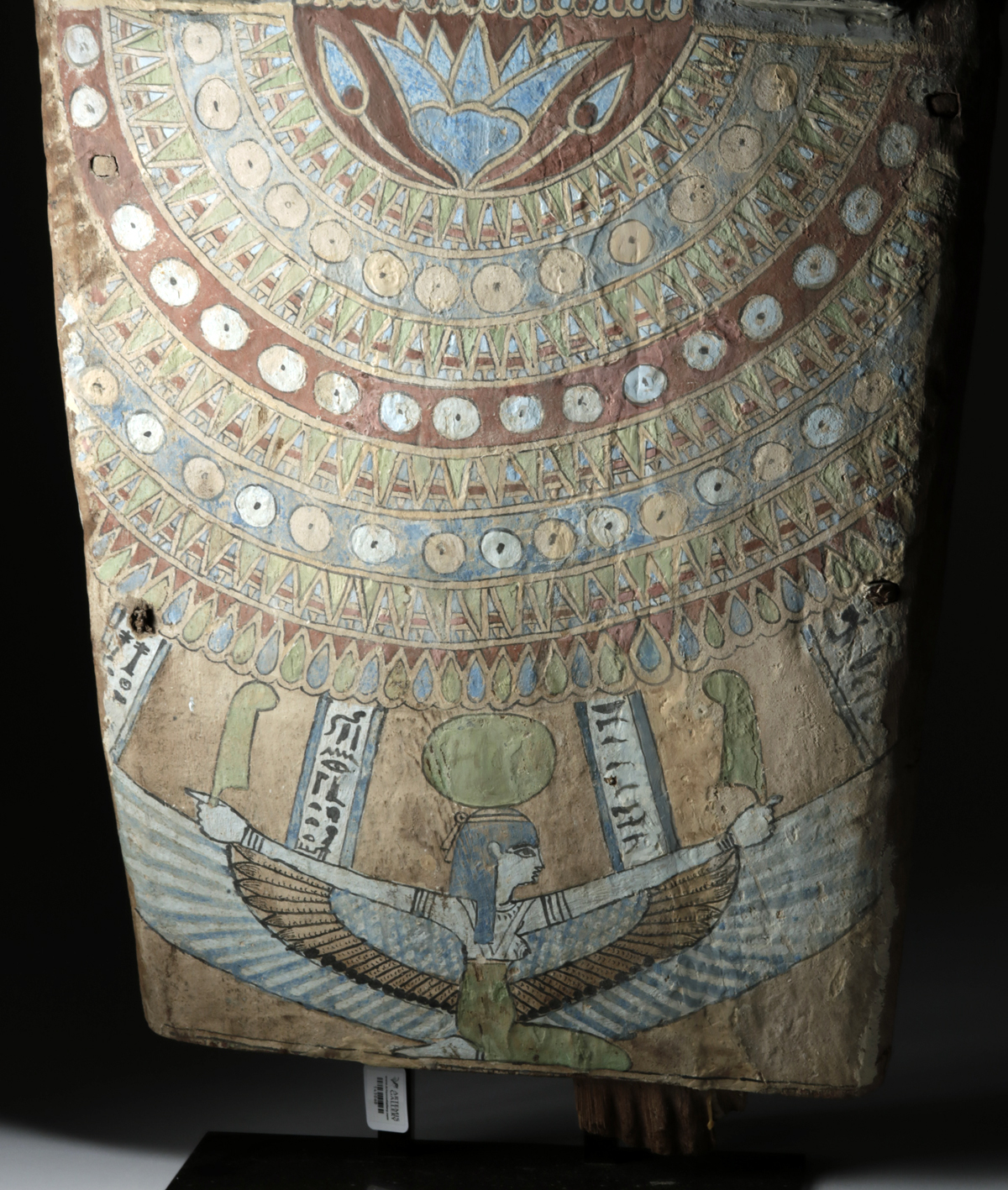 Egyptian Late Period Polychrome Wood Sarcophagus Panel - Image 3 of 5