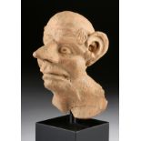 Greek Hellenistic Terracotta Grotesque Bust - Comedy