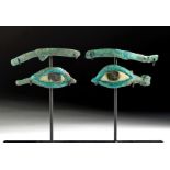 Egyptian Bronze and Alabaster Sarcophagus Eyes & Brows