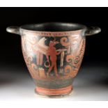 Huge Greek Apulian Pottery Skyphos