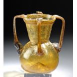 Fine Roman Glass Bottle w/ Four Handles