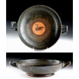 Greek Attic Black-Figure Stemless Kylix w/ Swan