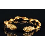 Published Greek 22K+ Gold Bracelet w/ Lion Head Finials