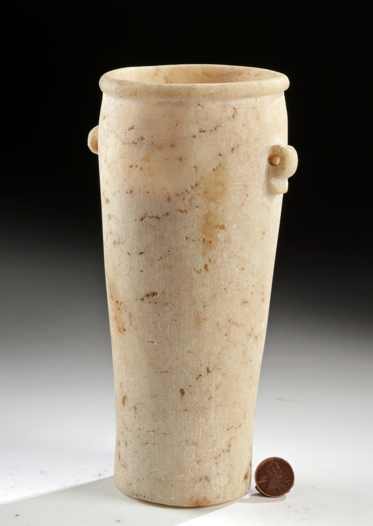 Tall Egyptian Banded Alabaster Vessel ex-Arte Primitivo - Image 2 of 6