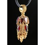 Parthian Gold, Garnet, & Glass Granulated Pendant