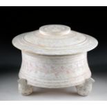 Canosan Ceramic Lidded Pyxis - White and Pink w/ TL