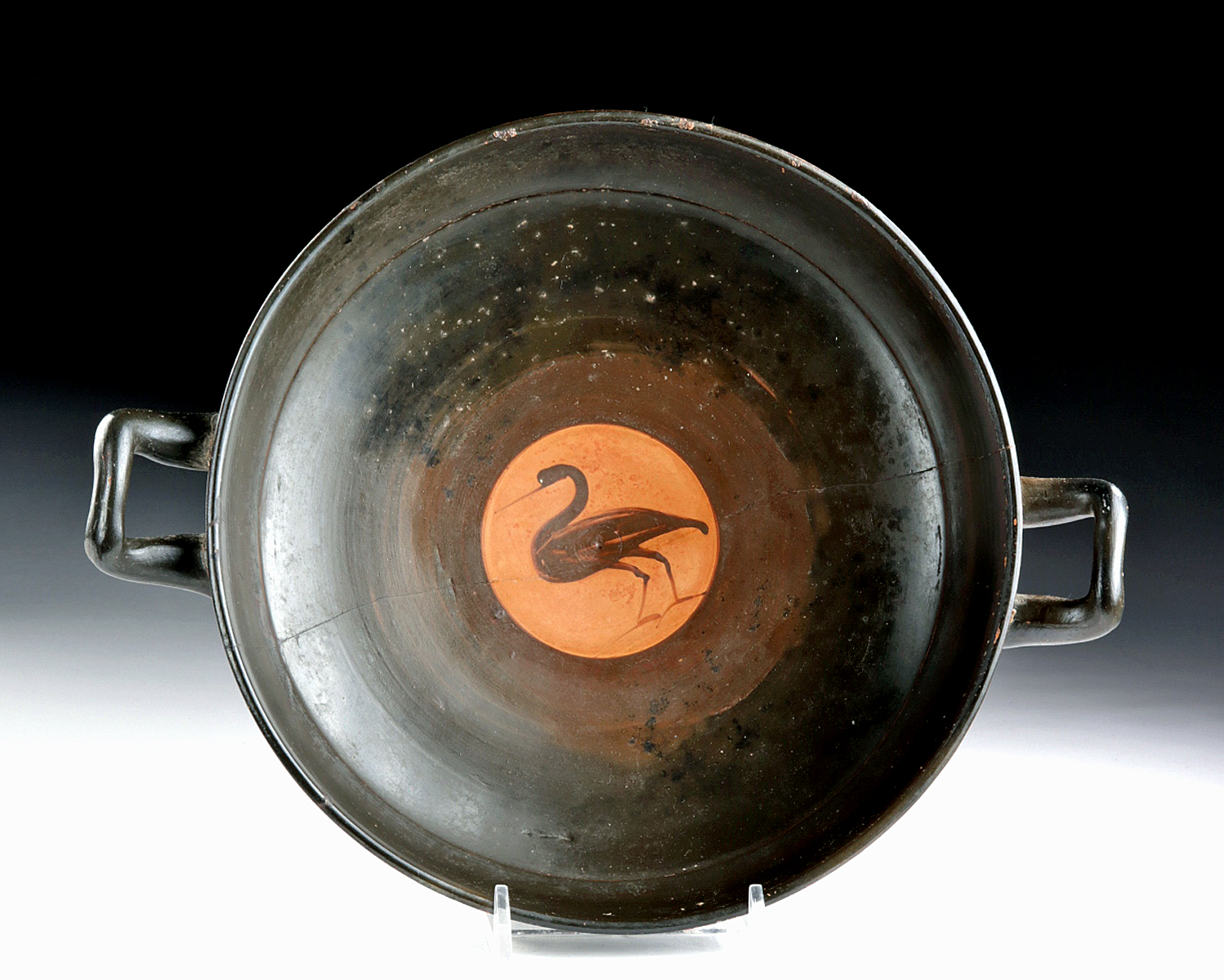 Greek Attic Black-Figure Stemless Kylix w/ Swan - Image 5 of 6