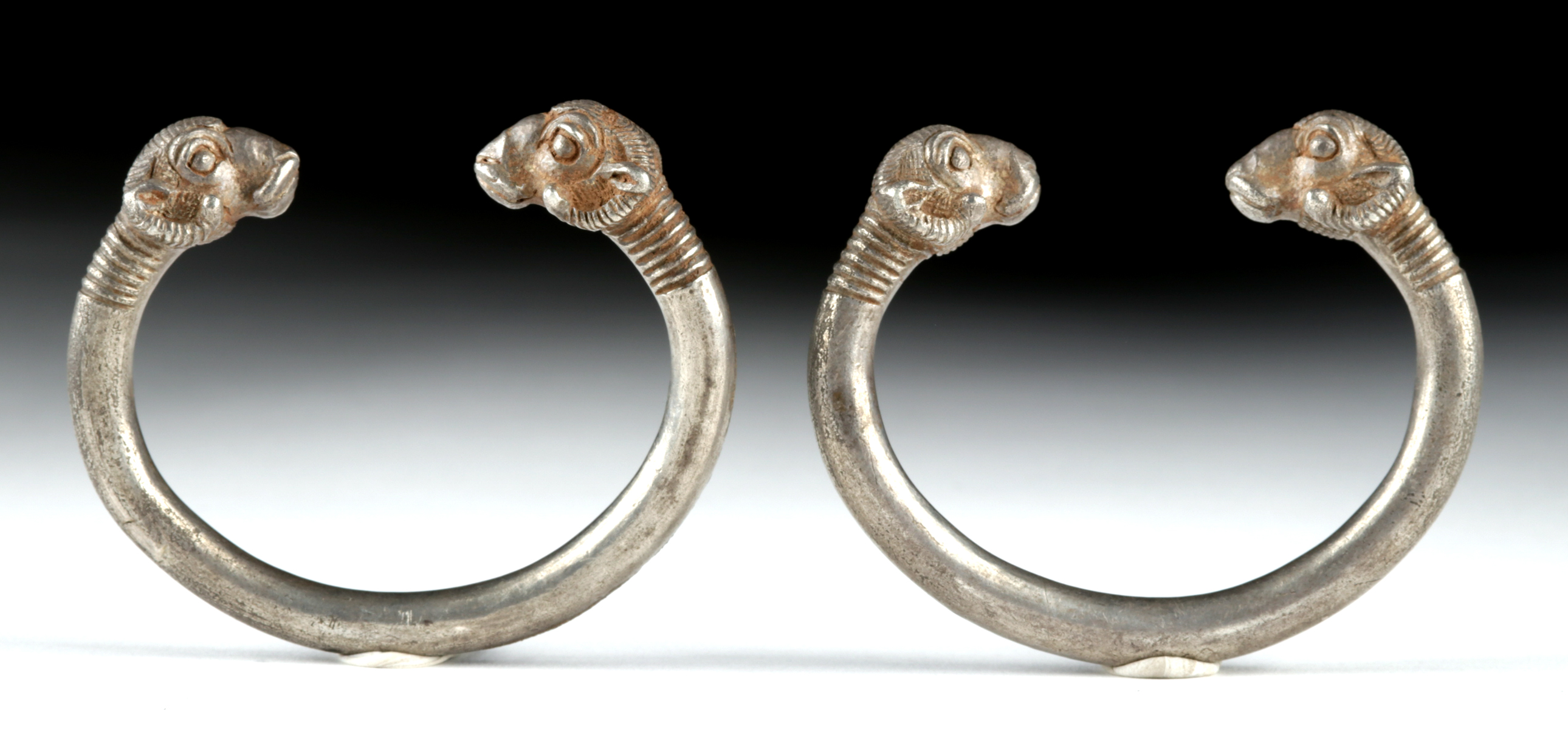 2 Published Asiatic Silver Bracelets w/ Rams - 165.3 g - Image 2 of 2
