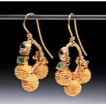 Published Greek Gold Cluster & Gemstone Earrings (pr)