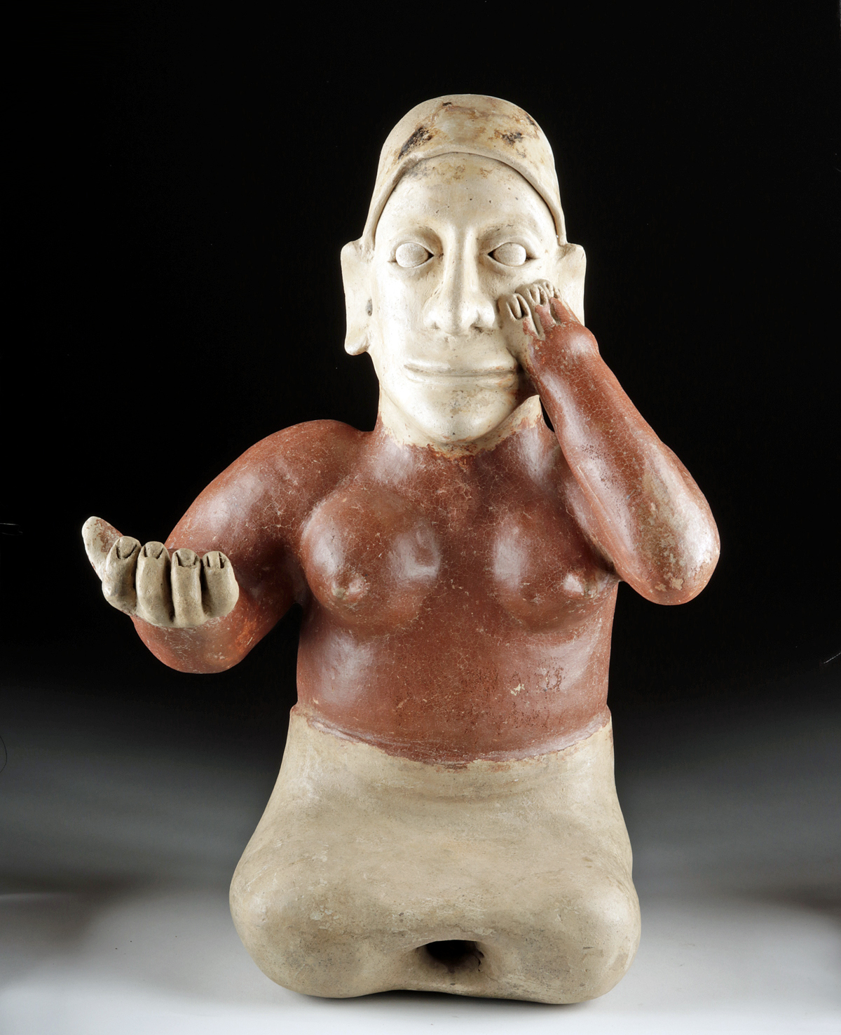 Large Jalisco Ameca Pottery Seated Female Figure - Image 2 of 5