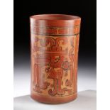 Tall Maya Polychrome Cylinder Vessel