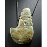 Rare Costa Rican Greenstone Hook Pendant, ex Worham