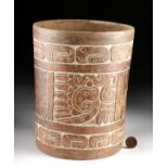 Important Maya Carved Pottery Vessel - Cacao