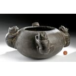 Inca Stone Bowl with Raised Jaguar Reliefs