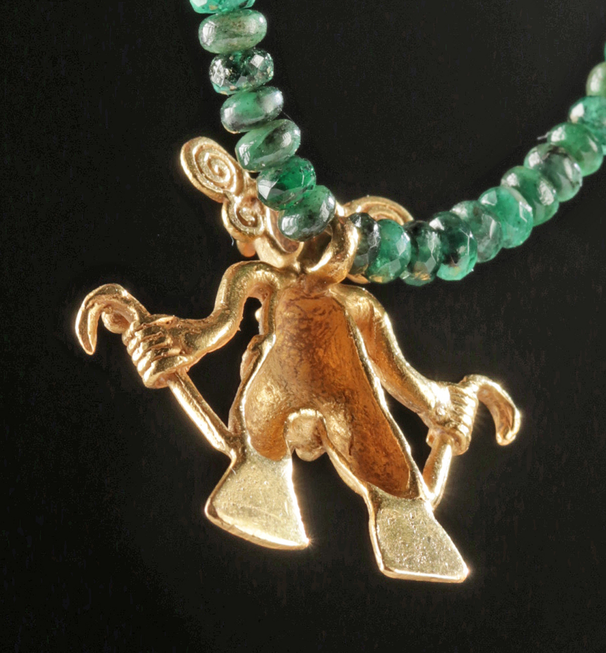 Necklace w/ Ancient Panamanian Gold Amulet & Emeralds - Image 5 of 5