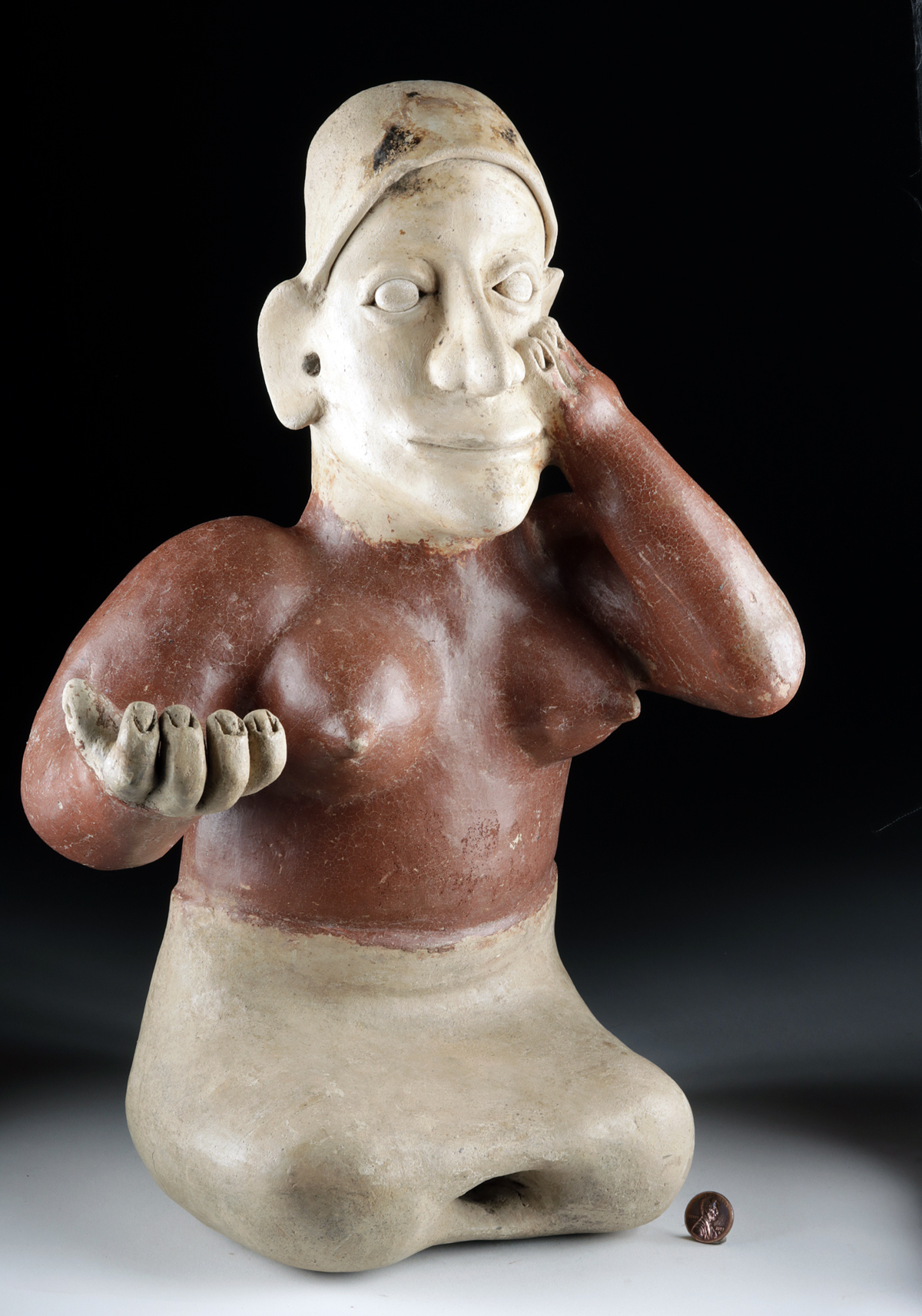 Large Jalisco Ameca Pottery Seated Female Figure