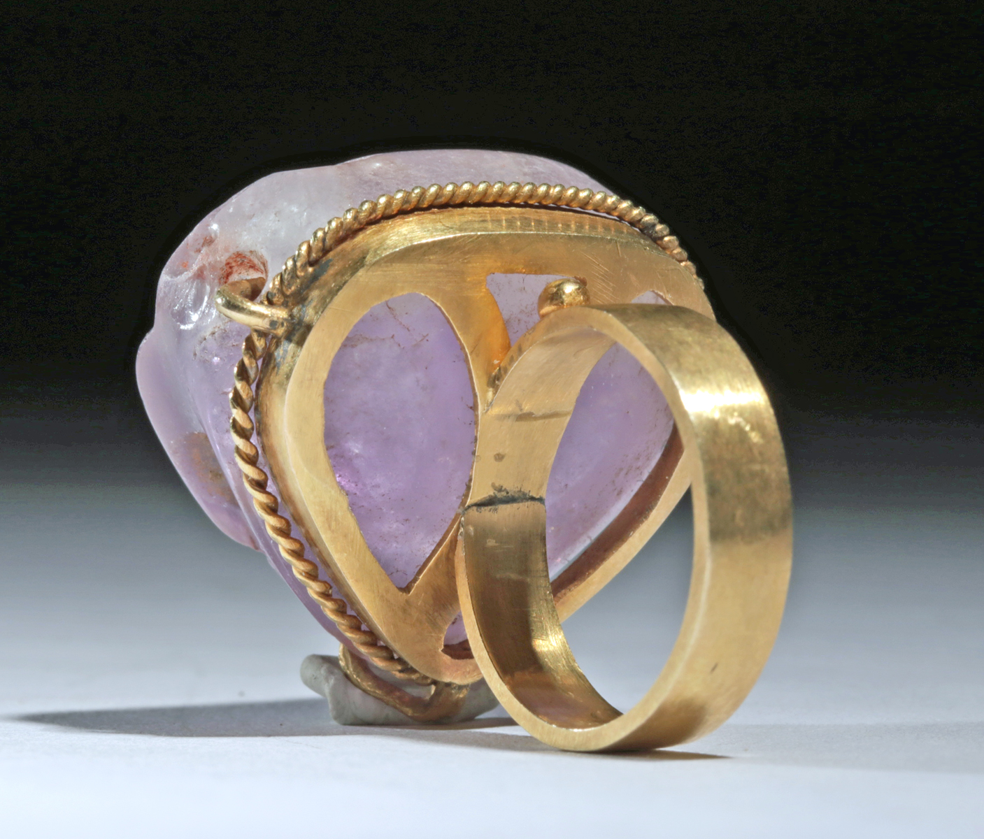 Aztec Amethyst Snake Head Pendant / Gold Ring - Image 4 of 4