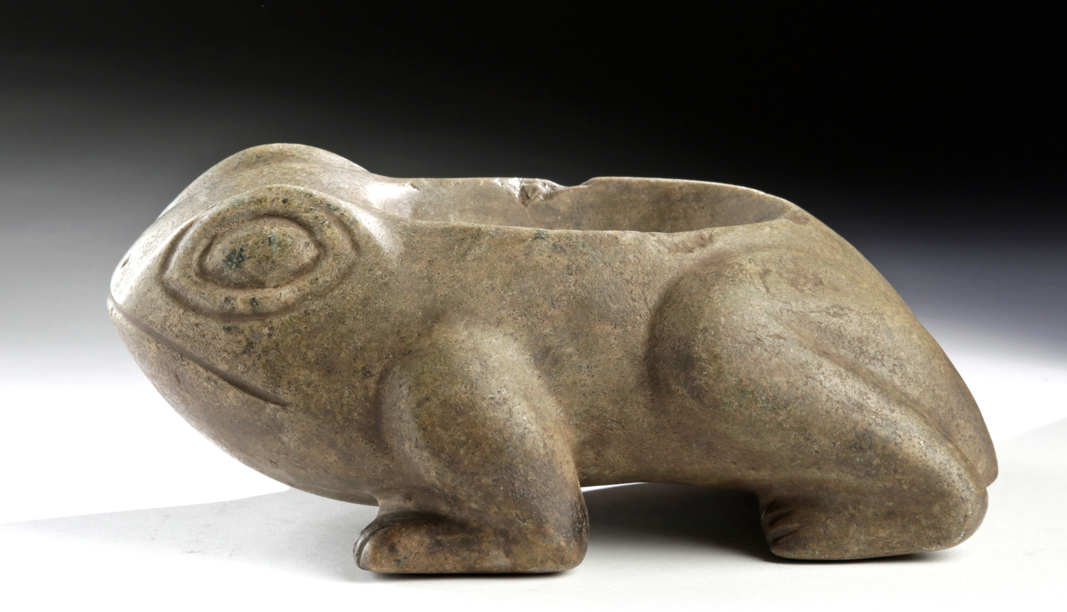 Moche Greenstone Frog Mortar - Image 4 of 6