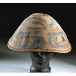 Early 20th C Nuu-chah-nulth Painted Woven Bark Rain Hat