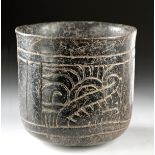 Maya Incised Brownware Cylinder Vessel