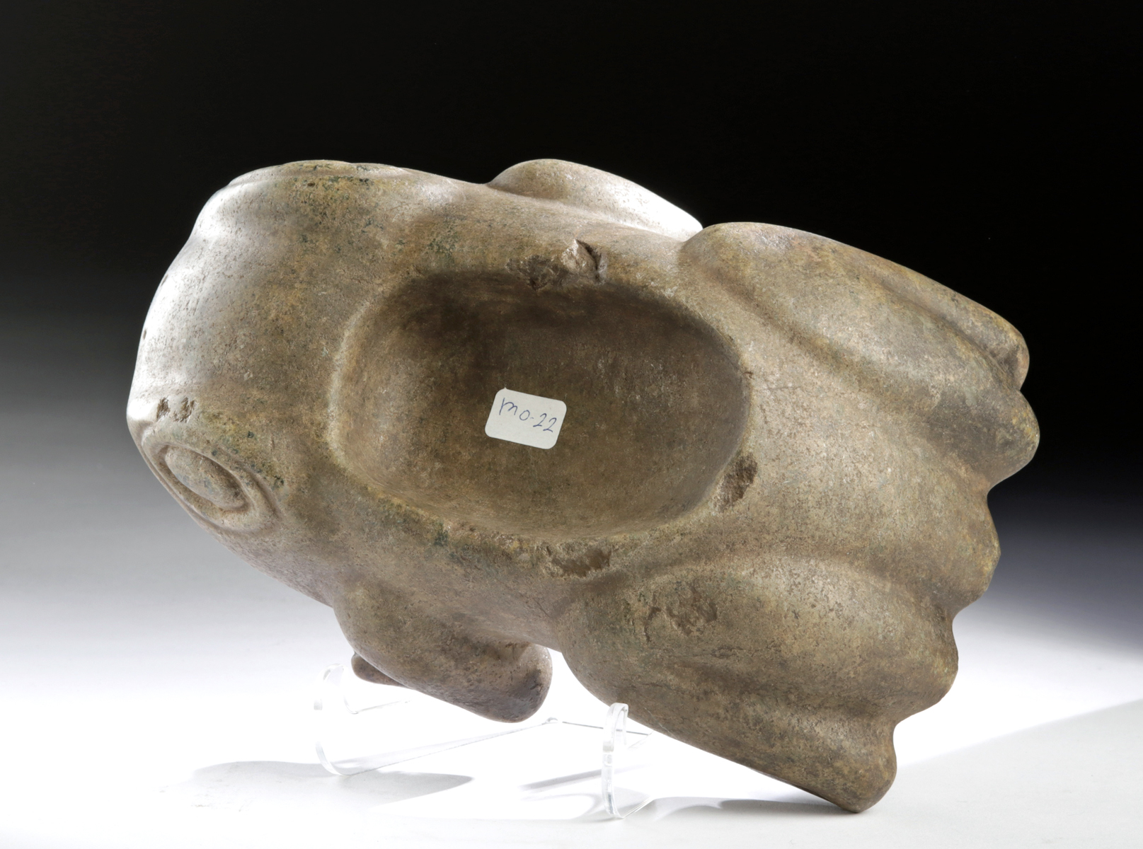 Moche Greenstone Frog Mortar - Image 5 of 6