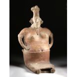 Large Jalisco Pottery Seated Female Figure