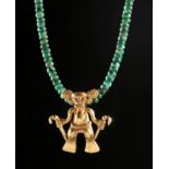 Necklace w/ Ancient Panamanian Gold Amulet & Emeralds
