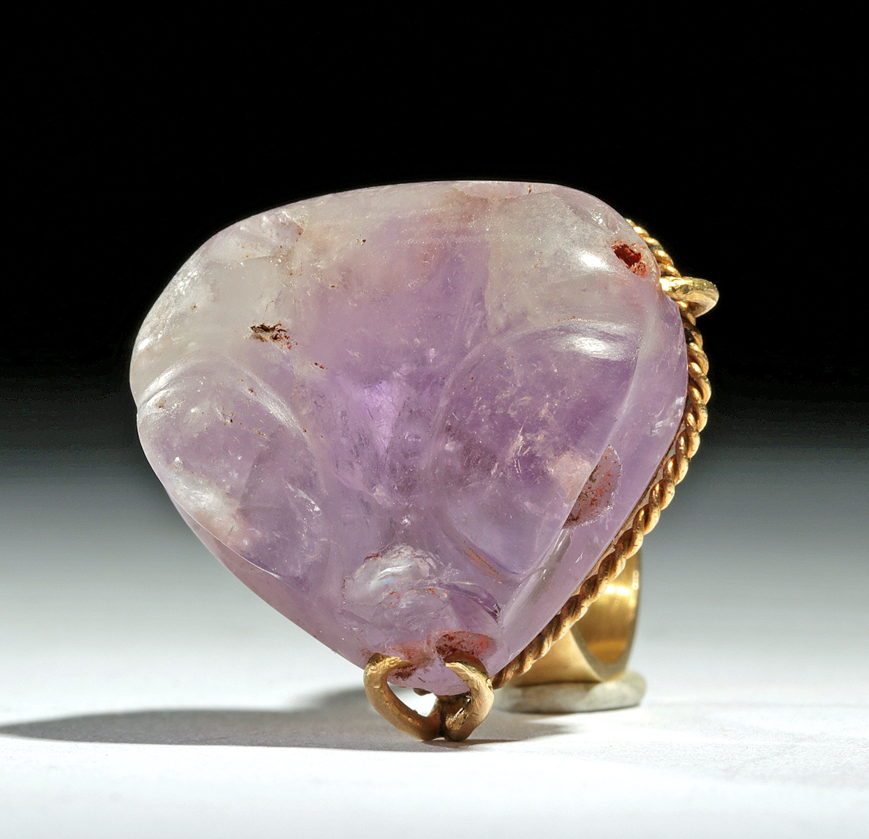 Aztec Amethyst Snake Head Pendant / Gold Ring - Image 2 of 4