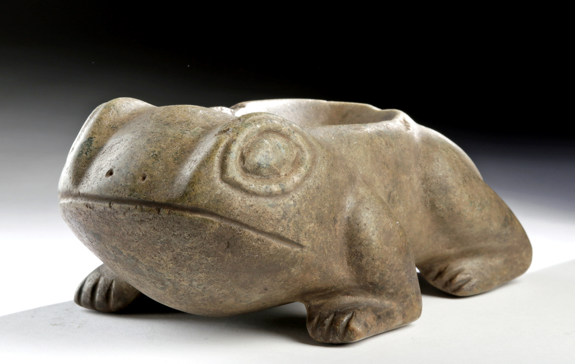 Moche Greenstone Frog Mortar