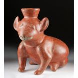 Fine Colima Redware Seated Dog Vessel